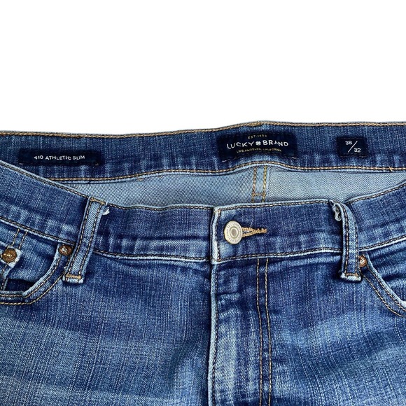 Lucky Brand 410 Jeans Mens 38x32 Athletic Slim Measures 40x30 Blue Stretch Denim - Picture 10 of 15